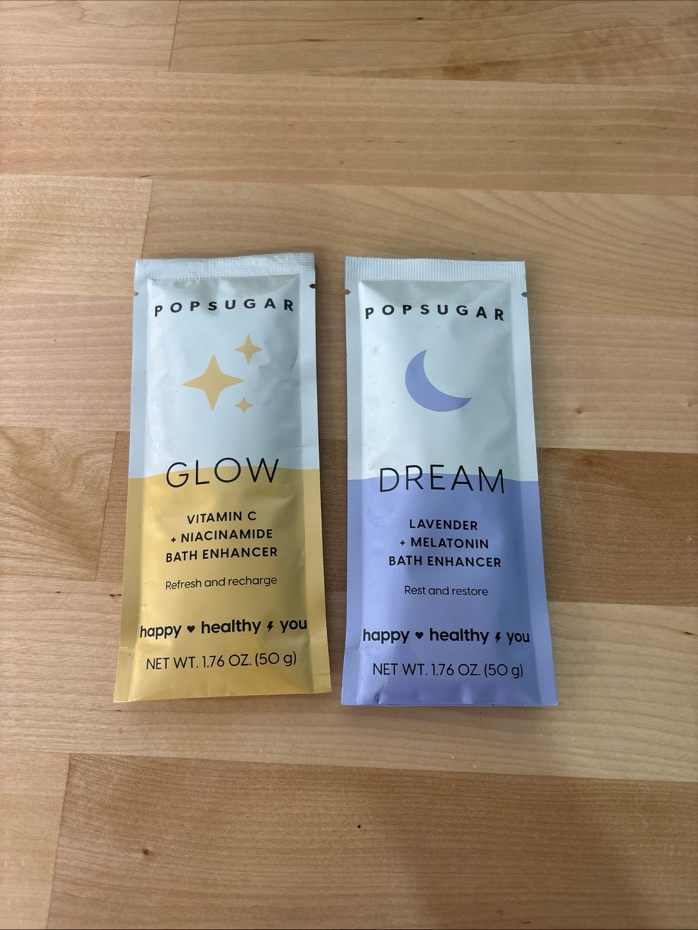 POPSUGAR Glow & Dream Bath Enhancers — Yellow & Lavender Packets